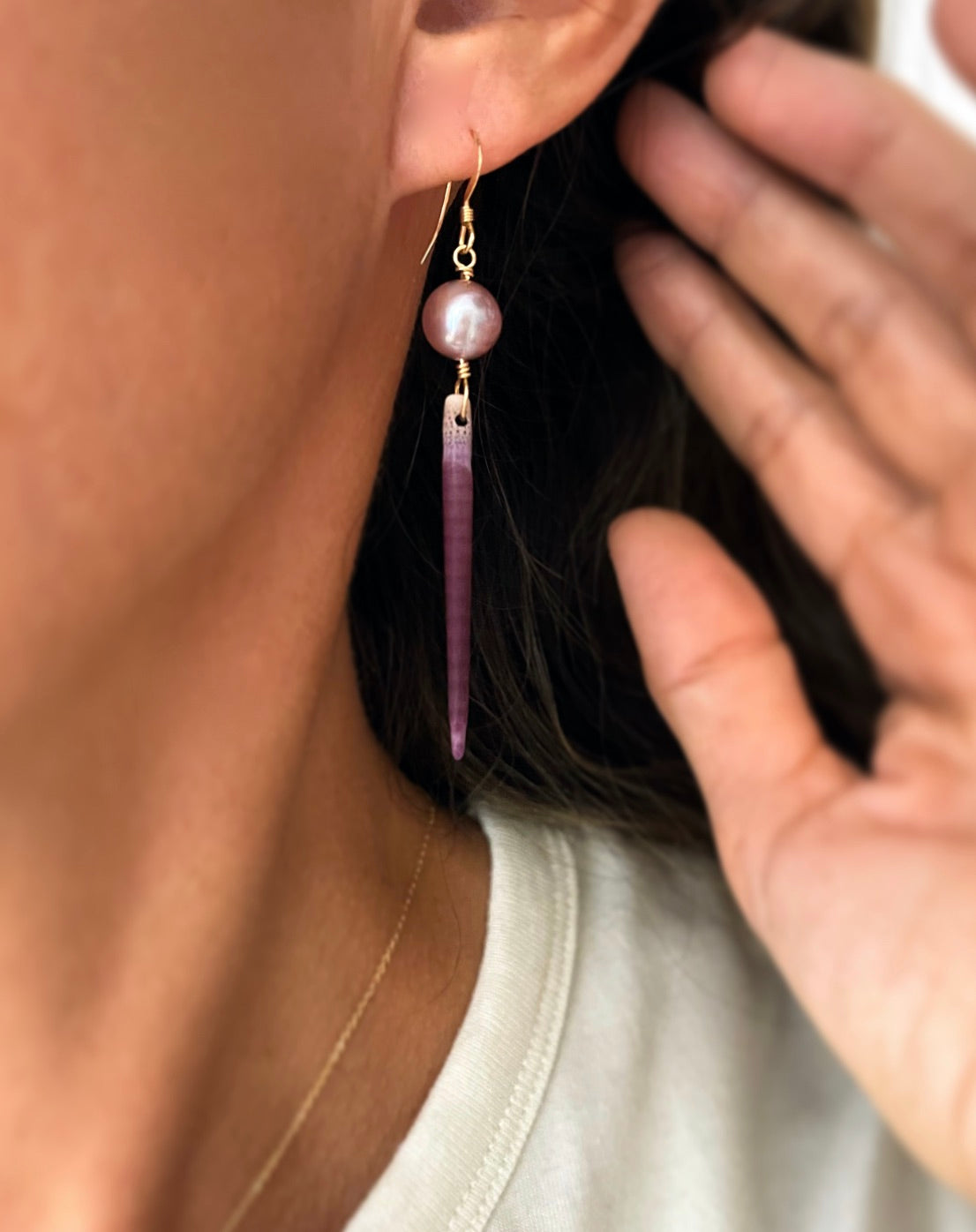 Edison Pearl + Wana Spike, Drop Earrings